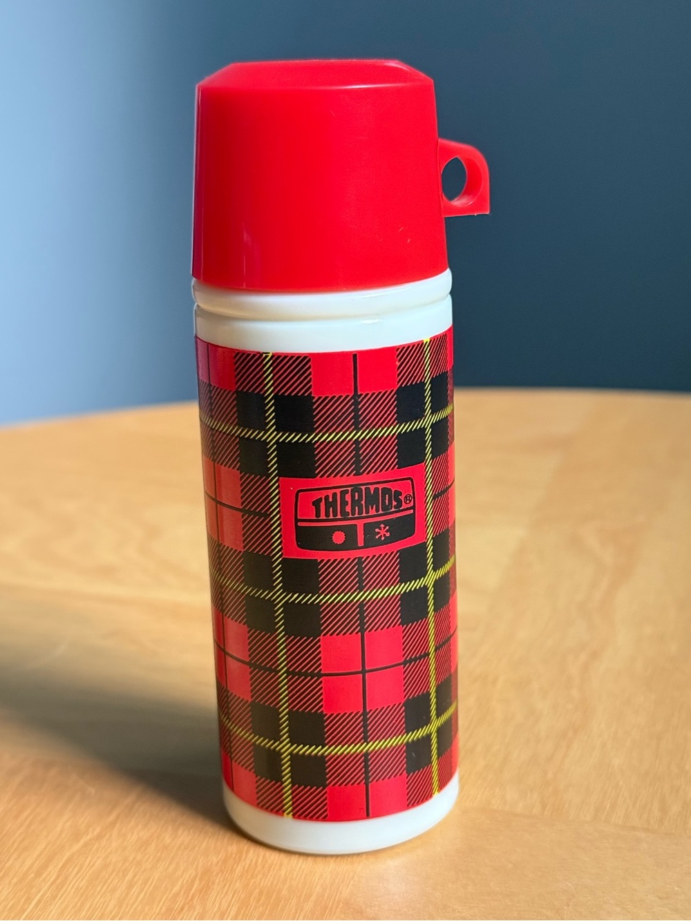 Red Plaid Thermos Vintage After Shave Cologne Bottle by AVON